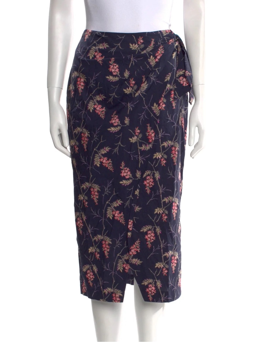 REBECCA TAYLOR | Navy Floral Wrap Pencil Skirt